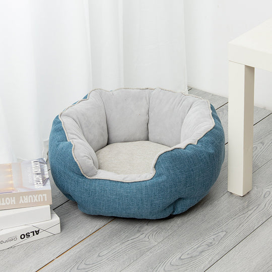 Pet Bed Warm Winter Bed Dog Cat Bed Soft Wool Point Design Pet Nest With Removable Mats Octagonal Shape Kennel Cat Dog Sofa Bed