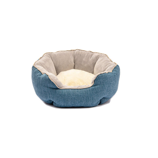 Pet Bed Warm Winter Bed Dog Cat Bed Soft Wool Point Design Pet Nest With Removable Mats Octagonal Shape Kennel Cat Dog Sofa Bed