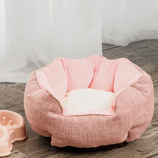 Pet Bed Warm Winter Bed Dog Cat Bed Soft Wool Point Design Pet Nest With Removable Mats Octagonal Shape Kennel Cat Dog Sofa Bed